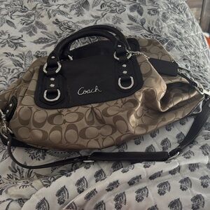 Coach Beige and Brown Signature Satchel